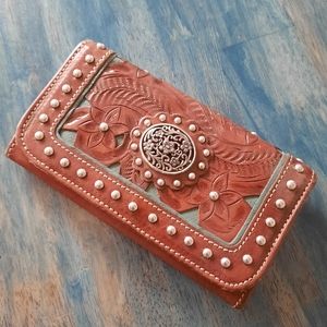 American West Tooled Leather Wallet